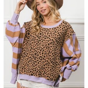 🎉JUST ARRIVED🎉 Leopard Print and Striped Top